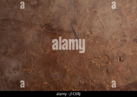 Close up view of an old and battered leather cover to a 200 year old Bible. Stock Photo