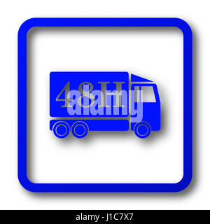 48H delivery truck icon. 48H delivery truck website button on white background. Stock Photo