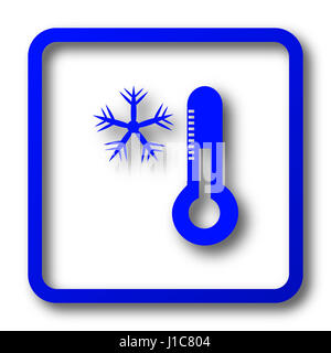 Snowflake with thermometer icon. Snowflake with thermometer website button on white background. Stock Photo