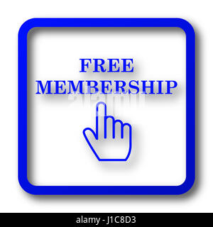 Free membership icon. Free membership website button on white background. Stock Photo