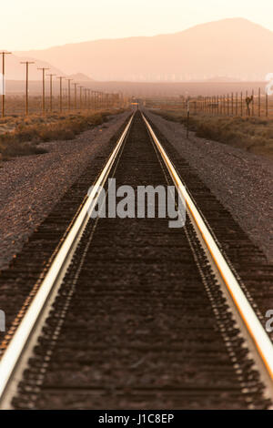 Railroad tracks in mountain landscape Stock Photo