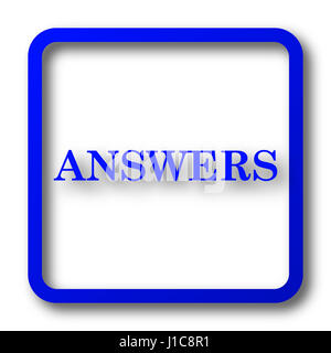Answers icon. Answers website button on white background. Stock Photo