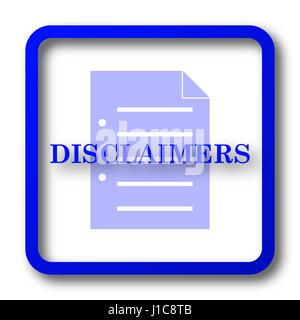 Disclaimers icon. Disclaimers website button on white background. Stock Photo