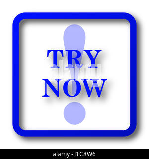 Try now icon. Try now website button on white background. Stock Photo