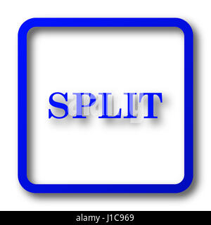 Split icon, blue website button on white background Stock Photo - Alamy