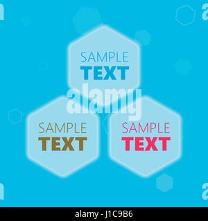 Blue glowing futuristic hexagonal honeycomb shaped text placeholder frames for presentation Stock Vector