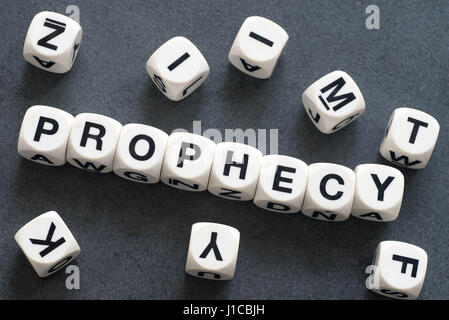 word prophecy on white toy cubes Stock Photo