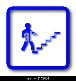 Businessman on stairs - success icon. Businessman on stairs - success website button on white background. Stock Photo