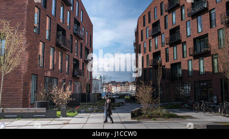 Krøyers Plads by COBE Architects and vilhelm lauritzen architects, a new waterfront mixed-use development in Christianshavn, Copenhagen, Denmark. Stock Photo