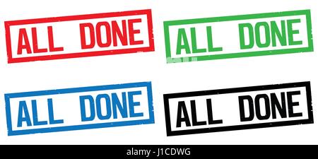 DONE text, on rectangle border stamp sign, in color set Stock Photo - Alamy