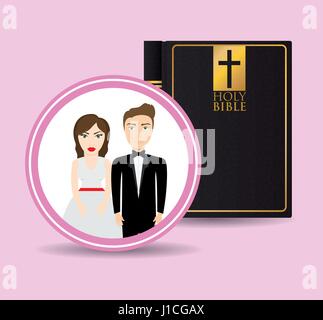 get married couple bible card greeting Stock Vector