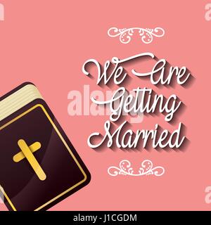 we are greeting married religious bible card Stock Vector