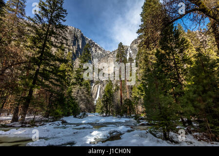 Upper and Lower Yosemite Falls - Yosemite National Park, California, USA Stock Photo