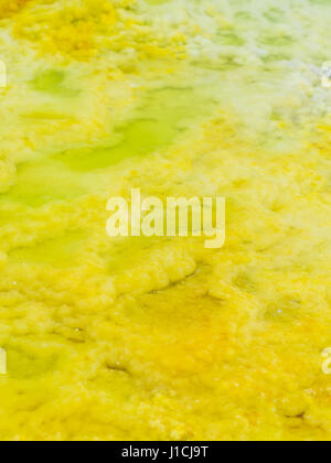 Mineral formations at sulphur lake Dallol in a volcanic crater in the Danakil Depression, northeast of the Erta Ale Range in Ethiopia. The lake with i Stock Photo