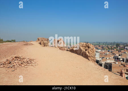 restoration work at the historical site of bhatner fort hanumangarh rajasthan india overlooking the town and countryside under a clear blue sky Stock Photo