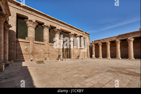 inner courtyard and columns of the Ptolemaic Temple of Horus in Edfu, Egypt, Africa Stock Photo