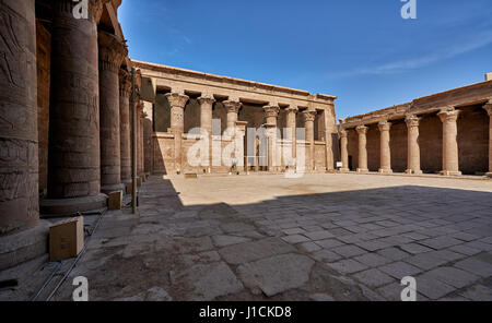 inner courtyard and columns of the Ptolemaic Temple of Horus in Edfu, Egypt, Africa Stock Photo