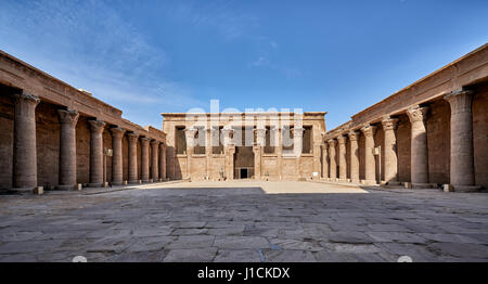 inner courtyard and columns of the Ptolemaic Temple of Horus in Edfu, Egypt, Africa Stock Photo