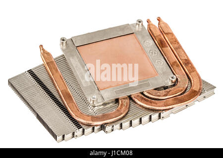 Heatpipe and radiators for cooling of processor, cooling system, isolated on white background Stock Photo