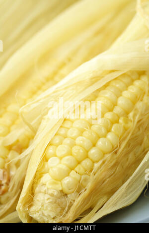 A macro shot of delicious sweet yellow corn Stock Photo