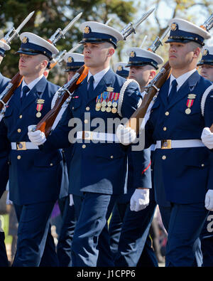 US Coast Guard Honor Guard marching during parade - Washington, DC USA Stock Photo