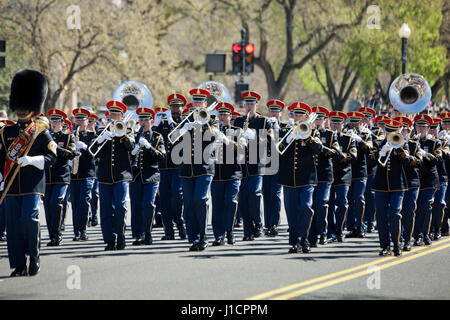 The US Army Band participating in a street parade - Washington, DC USA Stock Photo