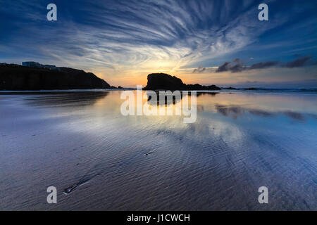 Perranporth Beach on the North Coast of Cornwall Stock Photo