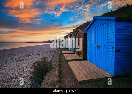 Beach Huts at Budleigh Salterton in South East Devon Stock Photo