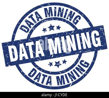 data mining blue round grunge stamp Stock Vector