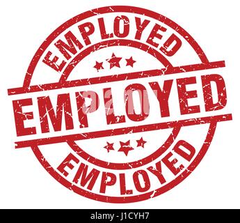 employed round red grunge stamp Stock Vector