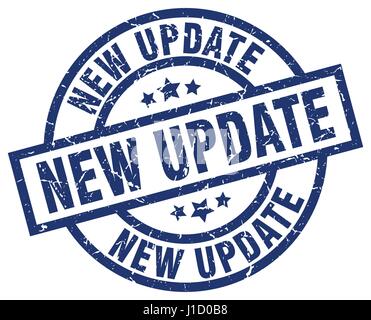 new update blue round grunge stamp Stock Vector