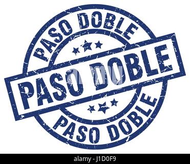 paso doble blue round grunge stamp Stock Vector