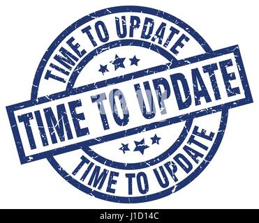 time to update blue round grunge stamp Stock Vector