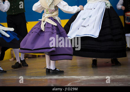 Dancing. Asturias traditional costume Stock Photo