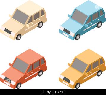 Isometric car icons Stock Vector