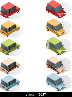 Set of isometric car icons Stock Vector
