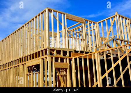 Wood frame homes under construction. Stock Photo