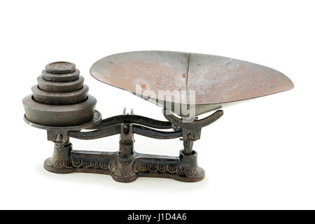 Five old fashioned antique kitchen scale weights in the imperial system in five different sizes 2oz 4oz 8oz 1lb 2lb. Isolated on a white backgrou Stock Photo Alamy