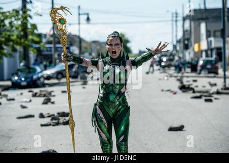 RELEASE DATE: March 24, 2017 TITLE: Power Rangers STUDIO: Lionsgate DIRECTOR: Dean Israelite PLOT: A group of high-school kids, who are infused with unique superpowers, harness their abilities in order to save the world STARRING: Elizabeth Banks as Rita Repulsa.(Credit: © Lionsgate/Entertainment Pictures) Stock Photo