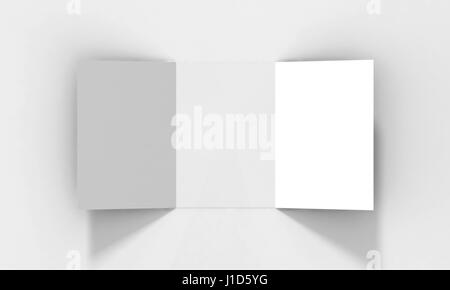 Tri-Fold A5/A4 Brochure Mock-up on Isolated White Background Stock Photo
