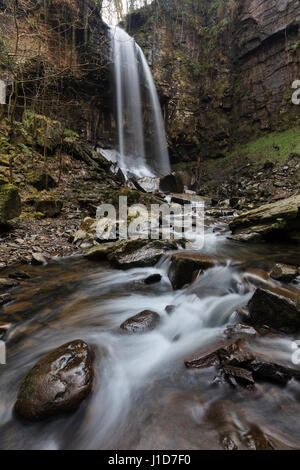 Melincourt Waterfall in the Vale of Neath, Wales Stock Photo