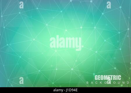 Geometric abstract background with connected line and dots. Scientific concept for your design. Vector illustration Stock Vector
