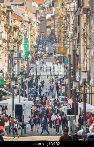 Porto Portugal city, view of the Rua de Santa Catarina, a busy shopping street in the center of Porto (Oporto), Portugal. Stock Photo