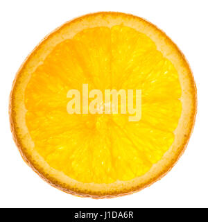 Single slice of orange fruit on white background. Stock Photo