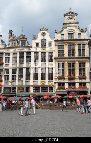 BRUSSELS - JUL 30, 2014: view of the famous Grand Place (Grote Markt) - the central square of Brussels. Grand Place was named by UNESCO as a World Her Stock Photo