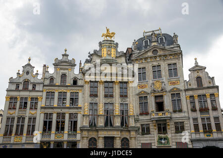 BRUSSELS - JUL 30, 2014: view of the famous Grand Place (Grote Markt) - the central square of Brussels. Grand Place was named by UNESCO as a World Her Stock Photo