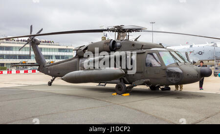 PARIS-LE BOURGET - JUN 18, 2015: American Army Sikorsky UH-60 Black Hawk helicopter at the 51st International Paris Air show Stock Photo