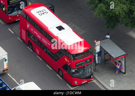 LONDON - JUL 01, 2015: A Double-decker bus on the street in London Stock Photo