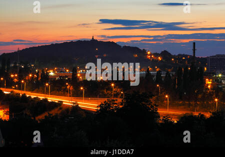 Cityscape at late dusk. Kielce, Poland, Holy Cross Mountains. Stock Photo