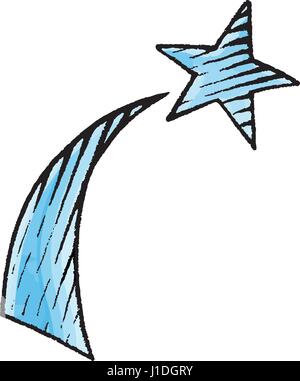 Vector Illustration of a Scratchboard Style Ink and Watercolor Drawing of a Shooting Star Stock Vector